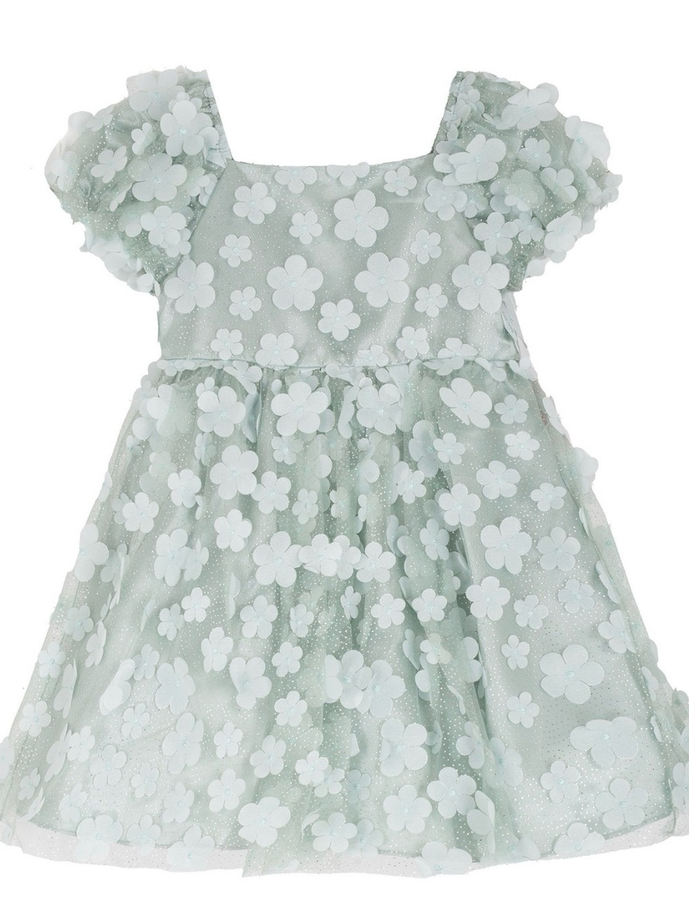 Rare Editions Mint Green 3D Floral Tulle Party Dress